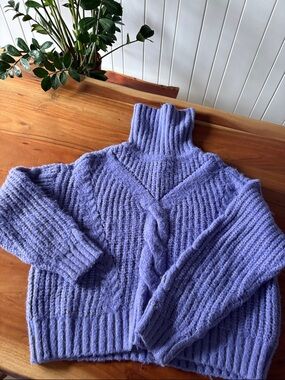 Dynamite Lavender Cable-Knit Turtleneck Sweater